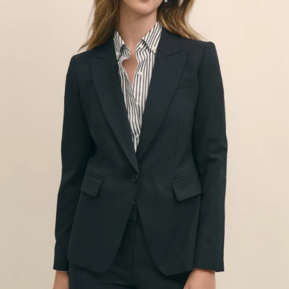 Brooks Brothers Women's Pinstripe Blazer NWT | Navy, Super 130's Loro Piana Wool